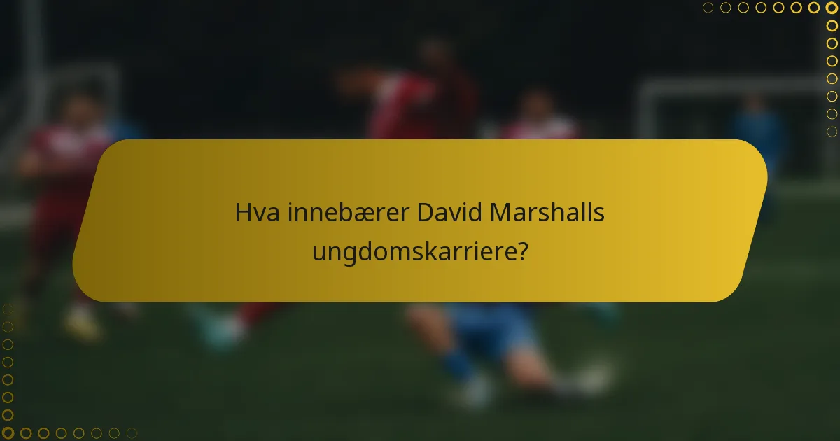 Hva innebærer David Marshalls ungdomskarriere?