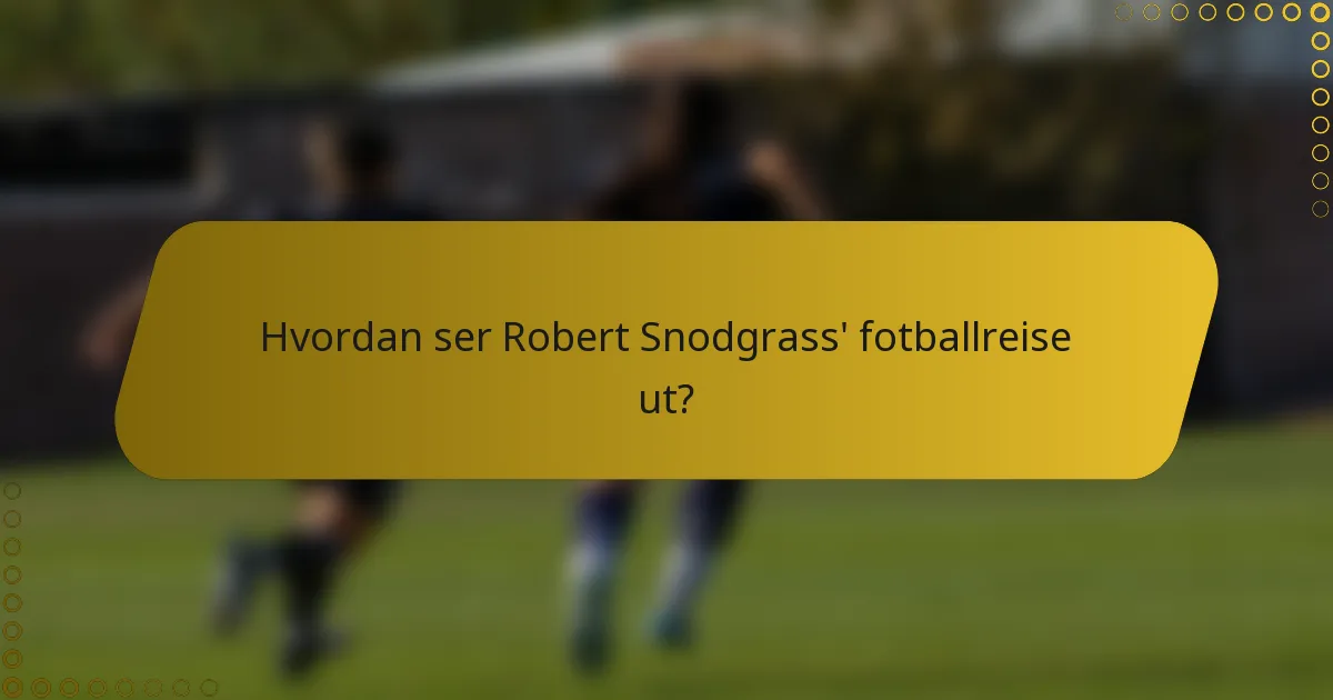 Hvordan ser Robert Snodgrass' fotballreise ut?